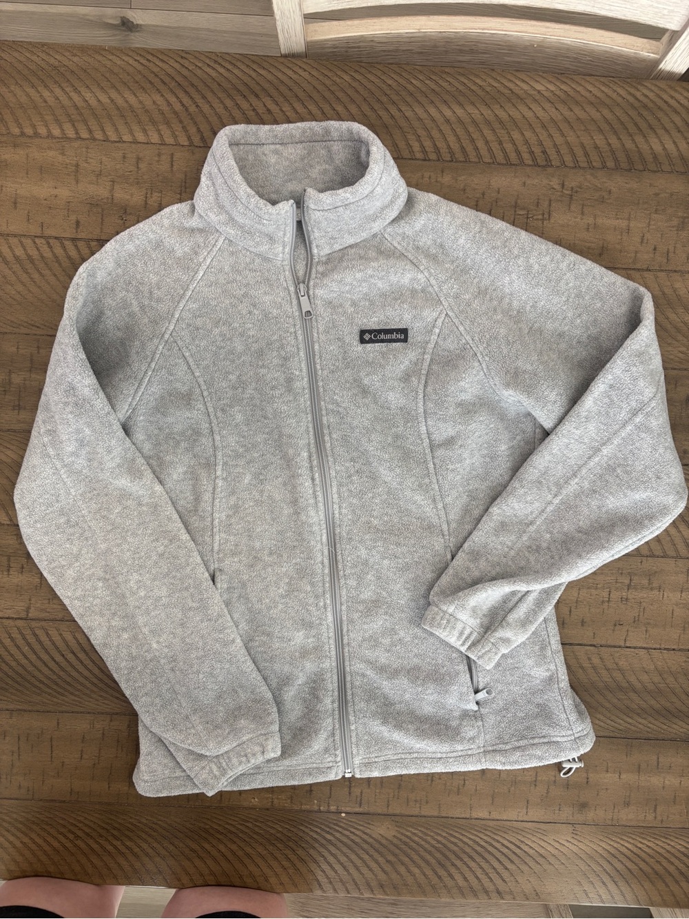 Columbia Gray Fleece Jacket with Stand Collar